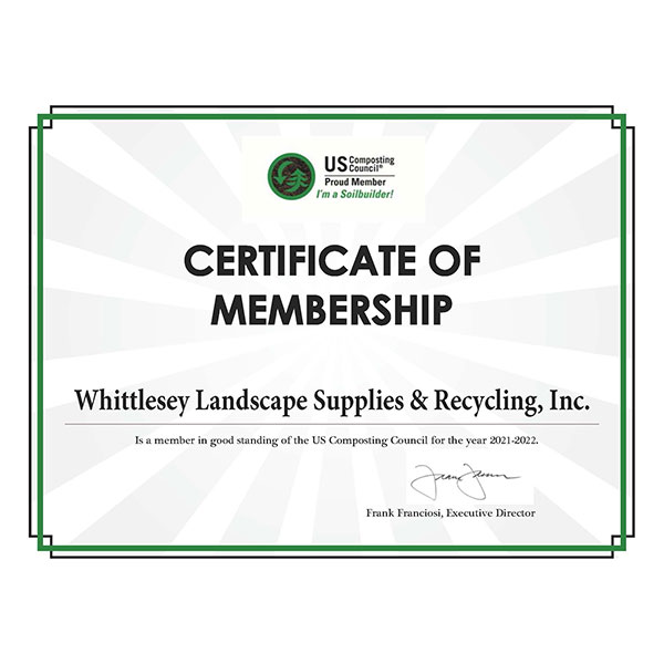US Composting Council 2021-2022 Certificate of Membership
